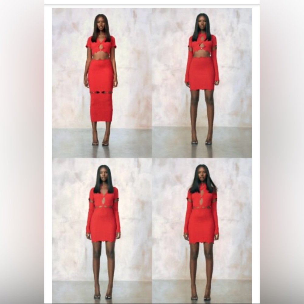 Boohoo x Kourtney Kardashian Red Multiway Knitted Dress Size 16 NWT